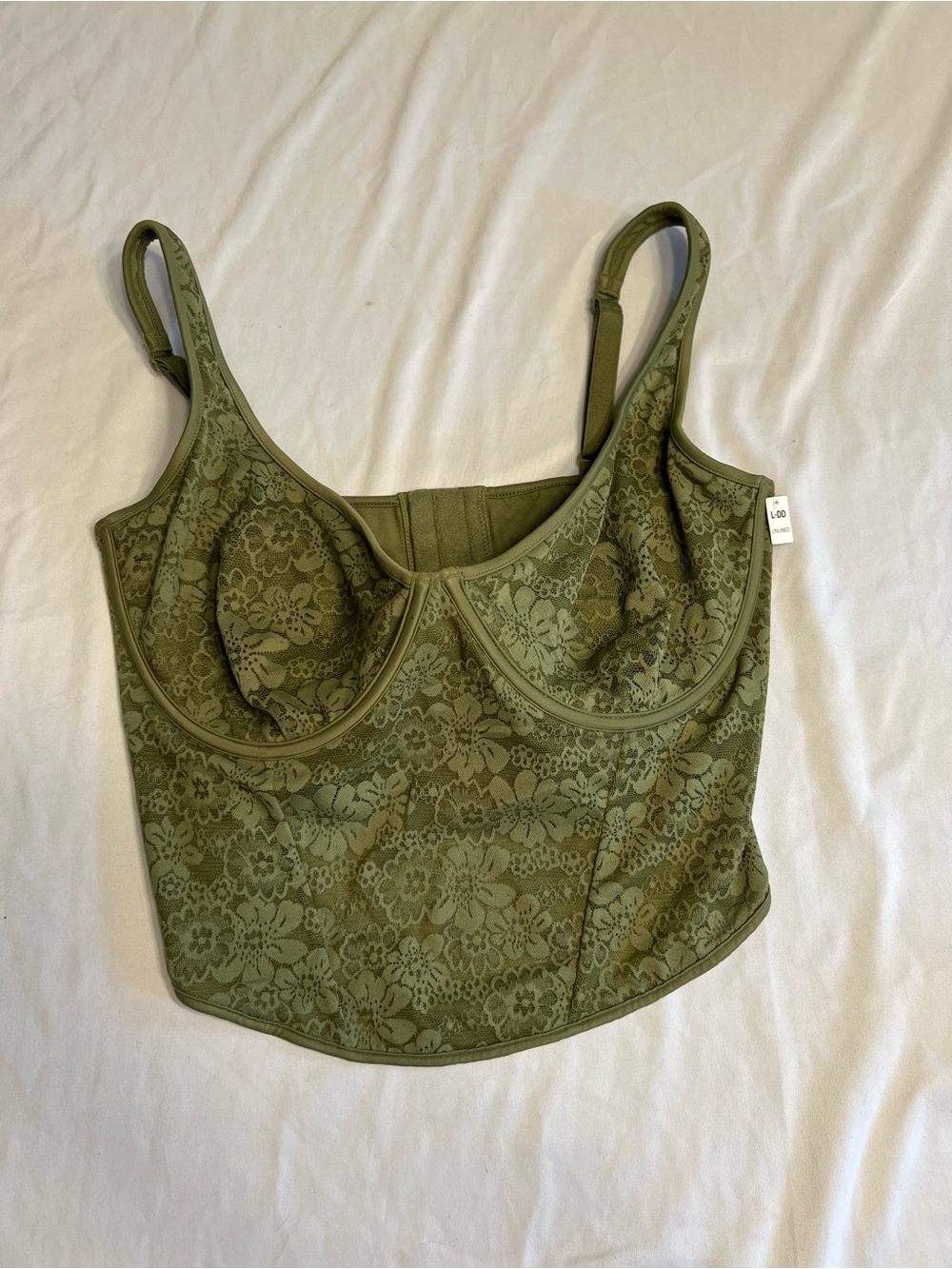 PINK Victoria's Secret Olive Lace Longline Bustier Tank